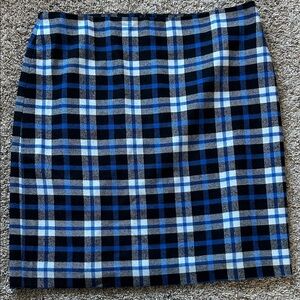 Talbots Blue and Black Plaid Pencil Skirt